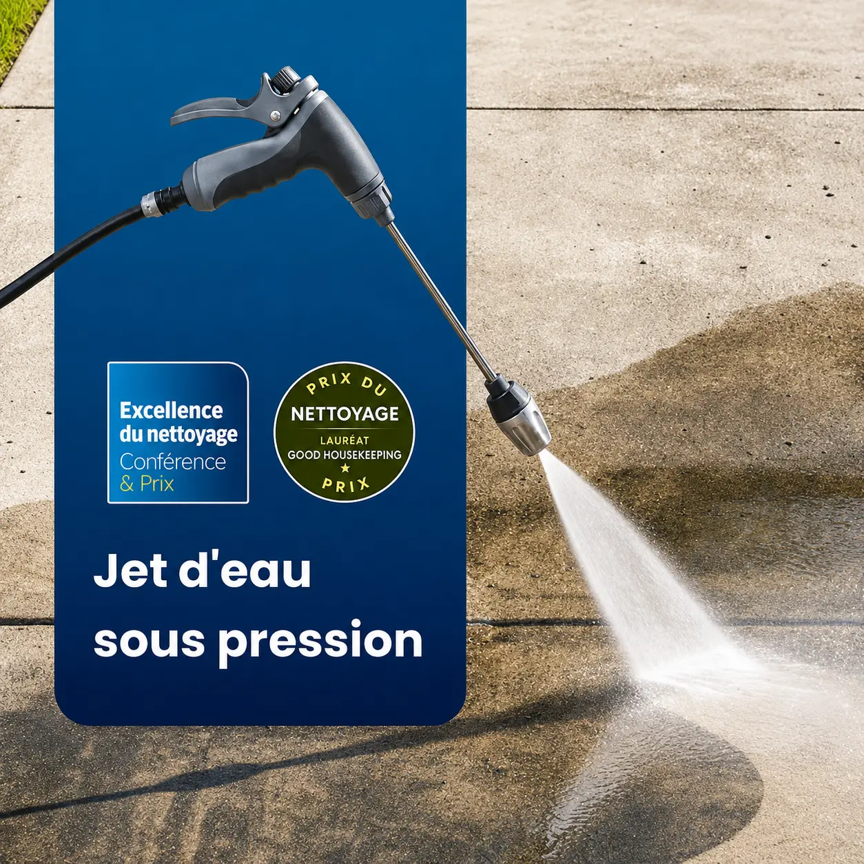 TurboJet en action : jet d'eau sous pression sur une allée en béton