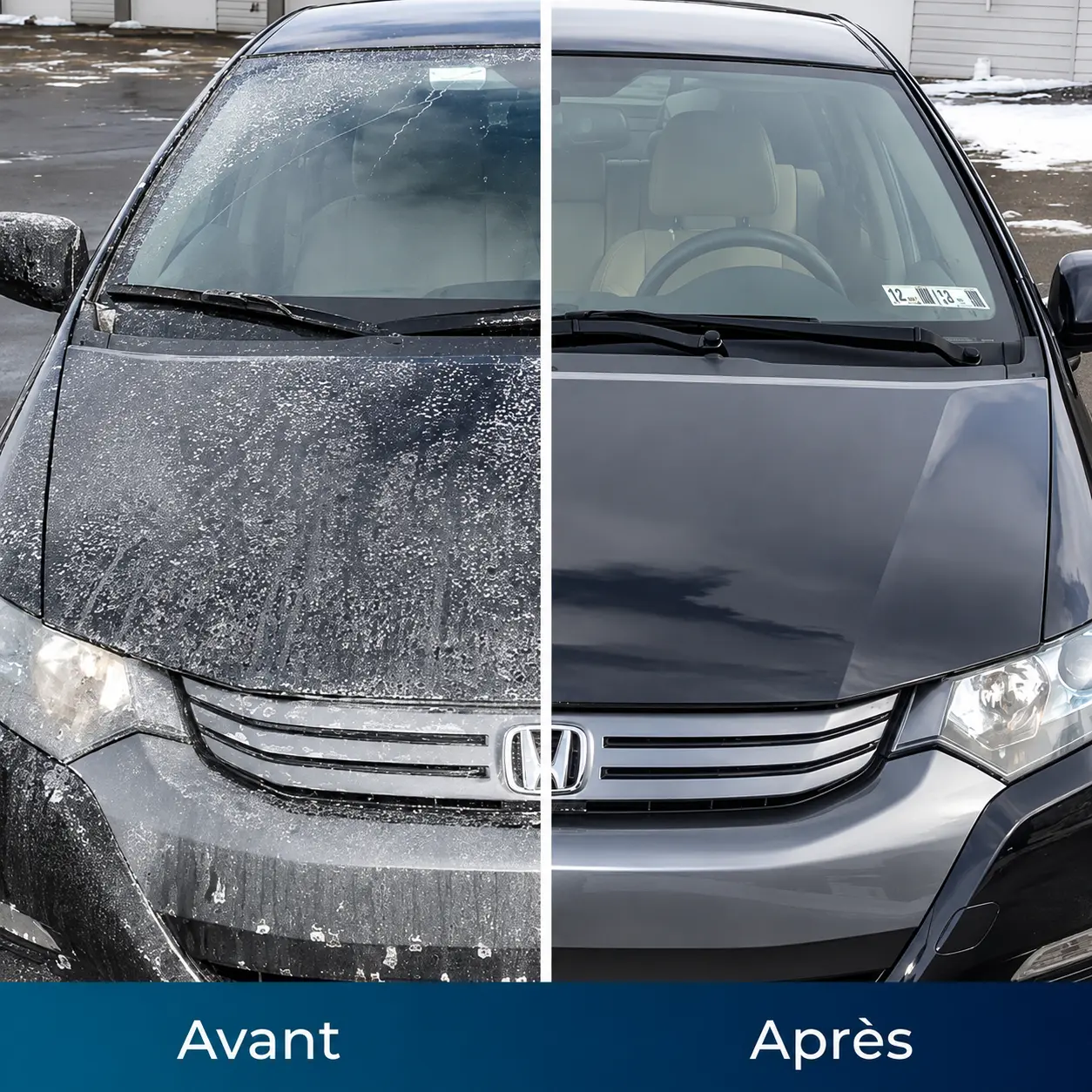 Voiture sale avant et après lavage au TurboJet